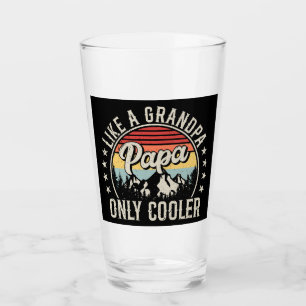 Papa Like a Grandpa Only Cooler Retro Drinking Glass