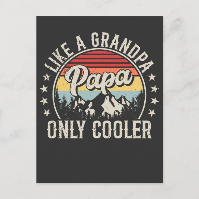 Papa Like a Grandpa Only Cooler Retro Postcard (Front)