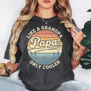 Papa Like a Grandpa Only Cooler Retro Sunset Desig T-Shirt