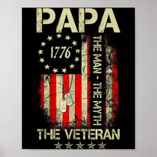Papa man myth the veteran - fathers day flagPapa m Poster