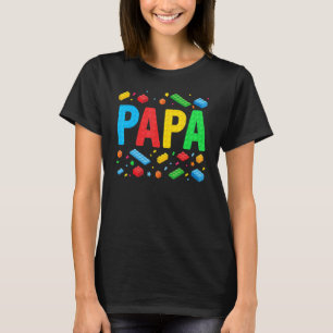 Papa Master Builder Building Bricks Blocks Family T-Shirt