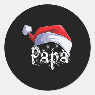 Papa Merry Christmas Santa Claus Xmas Family Match Classic Round Sticker