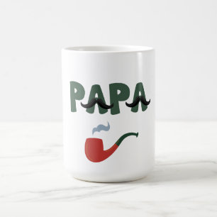 Papa moustache father day white coffee mug