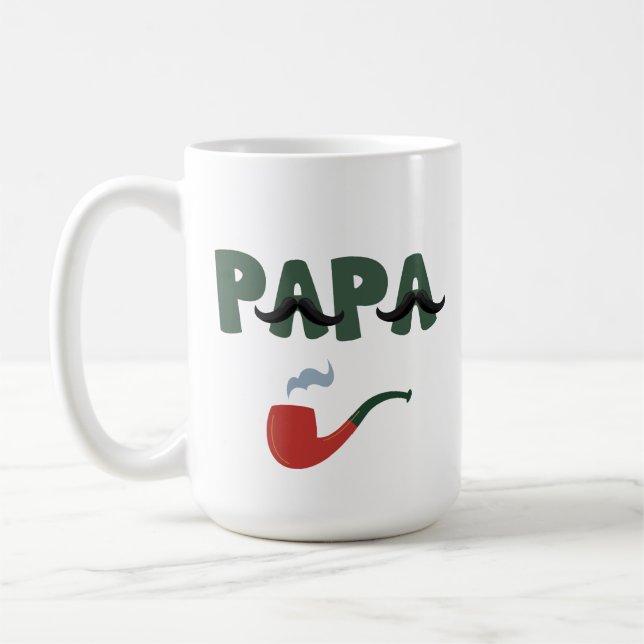 Papa moustache funny fathers day  coffee mug (Left)