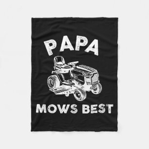 Papa Mows Funny Lawn Mower Father's Day Grandpa Fleece Blanket