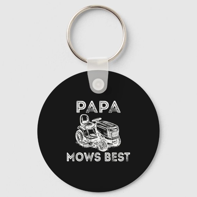 Papa Mows Funny Lawn Mower Father's Day Grandpa  Key Ring (Front)