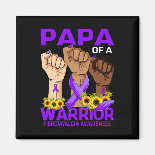 Papa Of A Warrior Fibromyalgia Awareness Sunflower Magnet