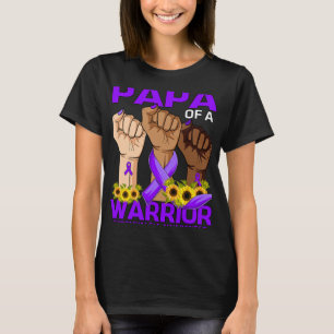 Papa Of A Warrior Fibromyalgia Awareness Sunflower T-Shirt