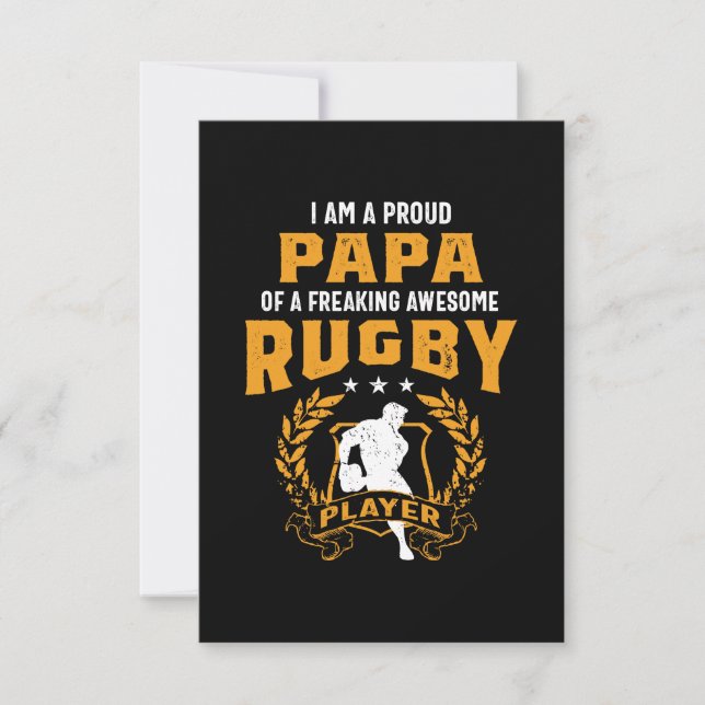 Papa of an Awesome Rugby Player RSVP Card (Front)
