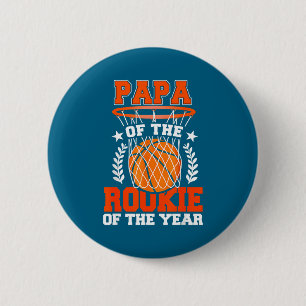 Papa Of Rookie 1st Basketball Bday Theme Matching  6 Cm Round Badge