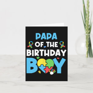 Papa Of The Birthday Boy Autism Awareness Puzzle H Card