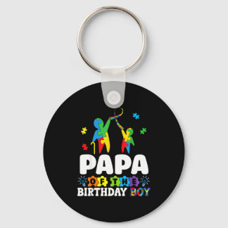 Papa Of The Birthday Boy Autism Awareness Support Key Ring