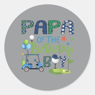 Papa Of The Birthday Boy Hole In One Golf Sport Classic Round Sticker
