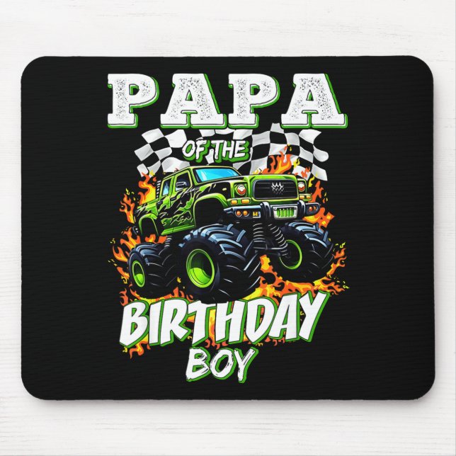 Papa Of The Birthday Boy Monster Truck Birthday Ki Mouse Pad (Front)