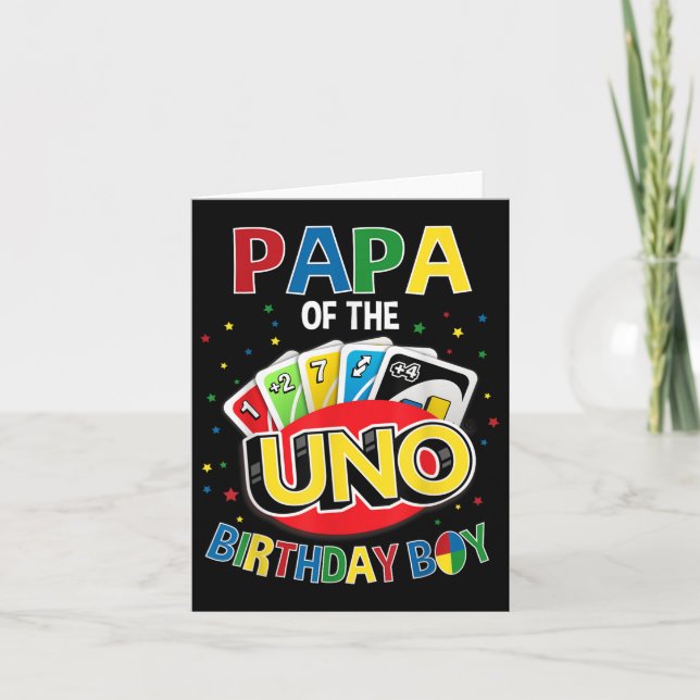 Papa Of The Birthday Boy Uno Game B-day Family Par Card (Front)