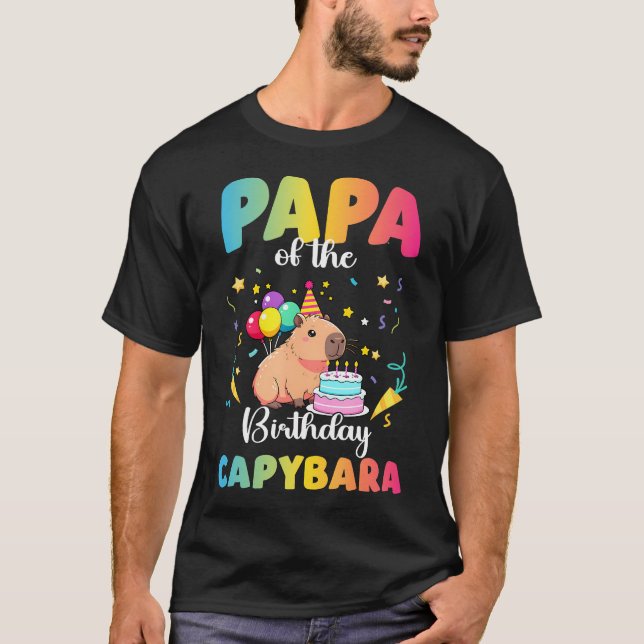 Papa Of The Birthday Girl Capybara Bday Party T-Shirt (Front)