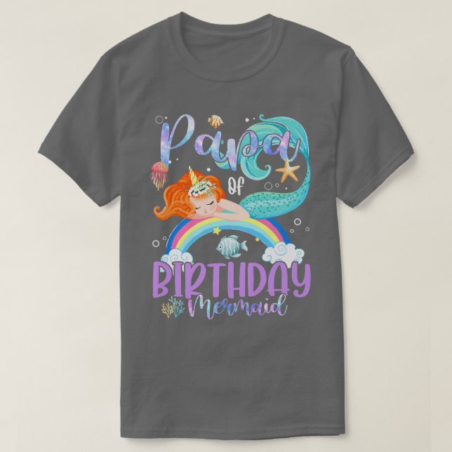 Papa Of The Birthday Girls Mermaid Magic Family Un T-Shirt (Design Front)