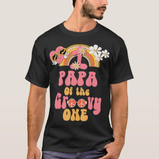Papa Of The Groovy One Peace Sign Retro Birthday T-Shirt