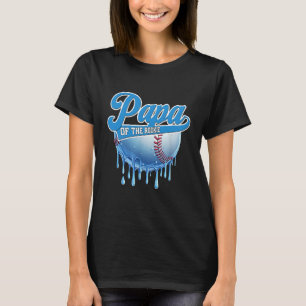 Papa of The Rookie 1st Birthday Boy Baseball Drip T-Shirt