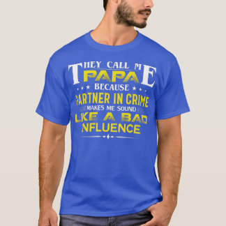Papa Partner In Crime Funny Grandpa Cool Gifts T-Shirt