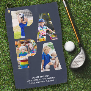PAPA Photo Collage Letter Cutout Personalised Golf Towel