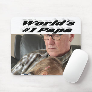 Papa photo with black text mouse pad