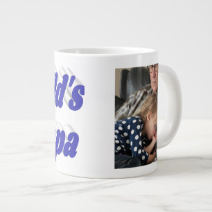 Papa photo with blue text large coffee mug