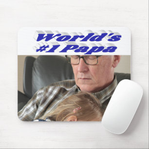 Papa photo with blue text mouse pad