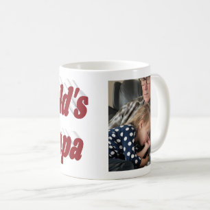 Papa photo with burgundy text  coffee mug