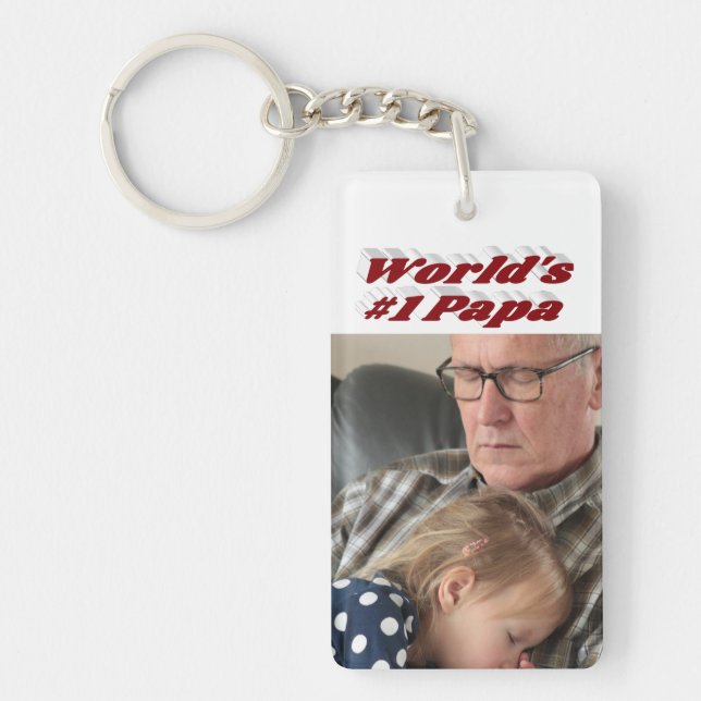 Papa photo with burgundy text    key ring (Front)