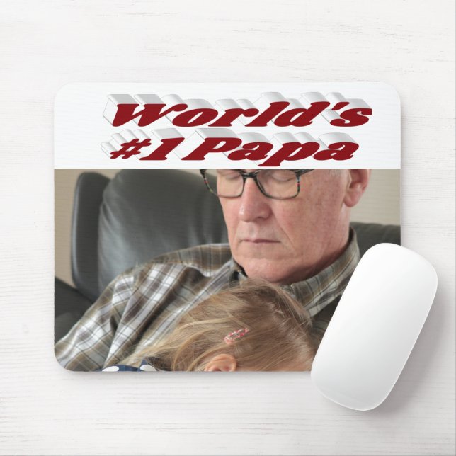 Papa photo with burgundy text  mouse pad (With Mouse)