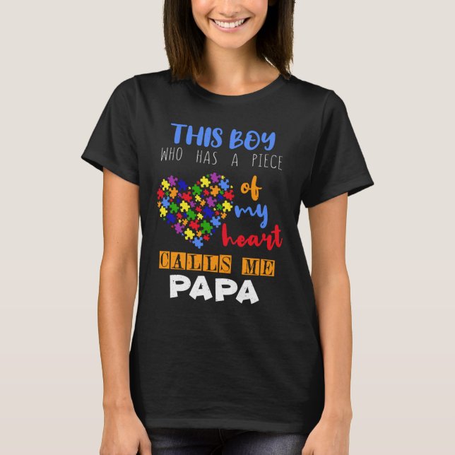Papa Piece Boy Puzzle Autism Awareness T-Shirt (Front)
