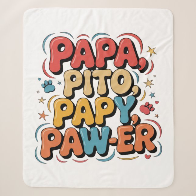 Papa Pito Pappy Pawer Sherpa Blanket (Front)