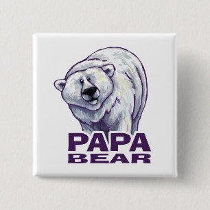 Papa Polar Bear 15 Cm Square Badge