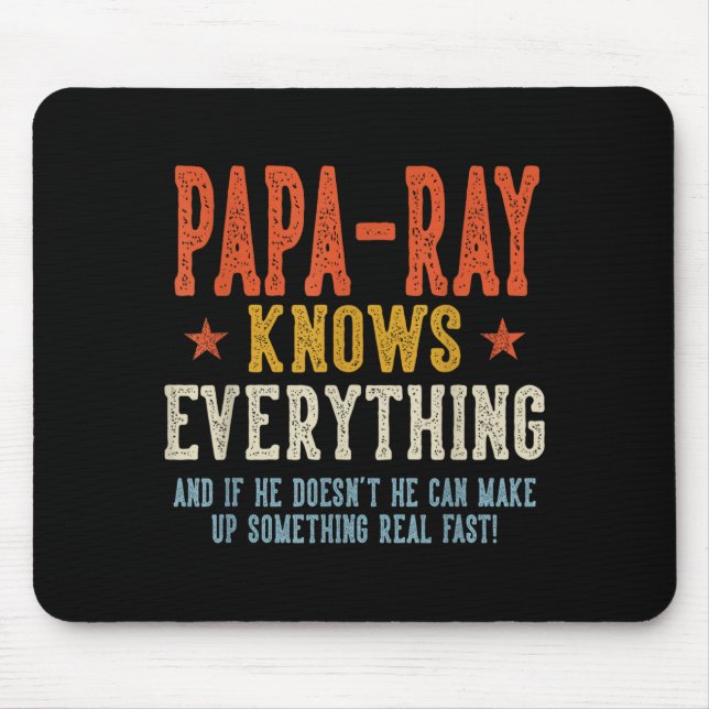 Papa-ray knows everything father's day retro mouse pad (Front)