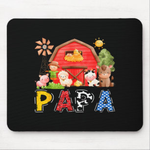 Papa Red Farm Cow Birthday Boy Matching Family Par Mouse Pad