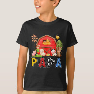 Papa Red Farm Cow Birthday Boy Matching Family Par T-Shirt