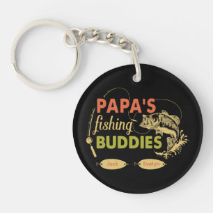 Papa’s Fishing Buddies Personalized grandkids Name Key Ring