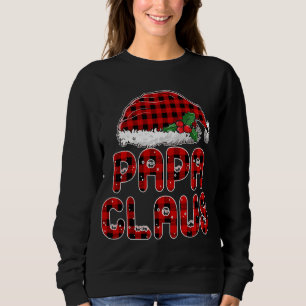 Papa Santa Claus red plaid funny family Christmas Sweatshirt