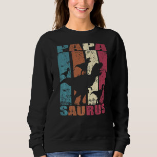 Papa Saurus Dinosaur Triplet Dino Daddy Family Pap Sweatshirt