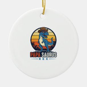 Papa Saurus Rex Cowboy Dinosaur Vintage Shirt_1 Ceramic Tree Decoration