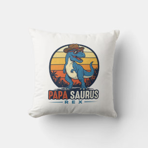Papa Saurus Rex Cowboy Dinosaur Vintage Shirt_1 Cushion