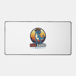 Papa Saurus Rex Cowboy Dinosaur Vintage Shirt_1 Desk Mat