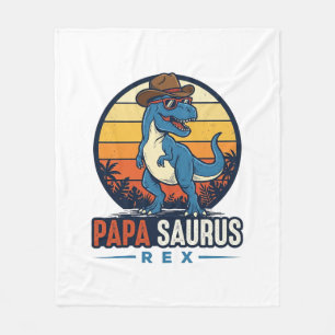 Papa Saurus Rex Cowboy Dinosaur Vintage Shirt_1 Fleece Blanket