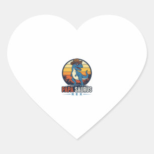 Papa Saurus Rex Cowboy Dinosaur Vintage Shirt_1 Heart Sticker