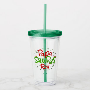 Papa Saurus Rex Graphic Acrylic Tumbler