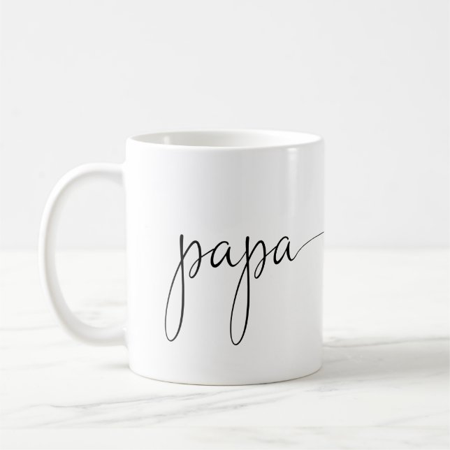 Papa Script Heart | Dad Gift Simple Personalised Coffee Mug (Left)
