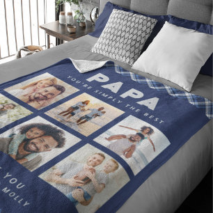 Papa Simply The Best Photo Collage Personalised Fleece Blanket