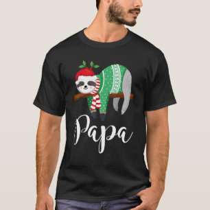 Papa Sloth Santa Hat Christmas Pajama Family T-Shirt