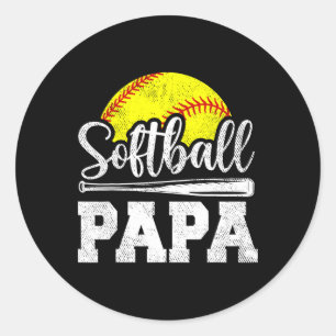 Papa Softball Player Game Day Father's Day Gift Classic Round Sticker